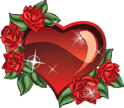 Gif animé coeur et roses